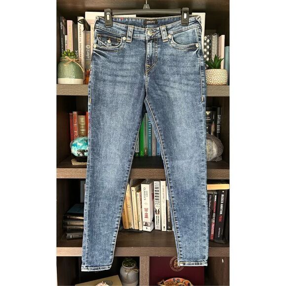 True Religion Jennie Curvy Mid Rise Super Skinny Flap Pocket Jeans Size 28 - Picture 4 of 9